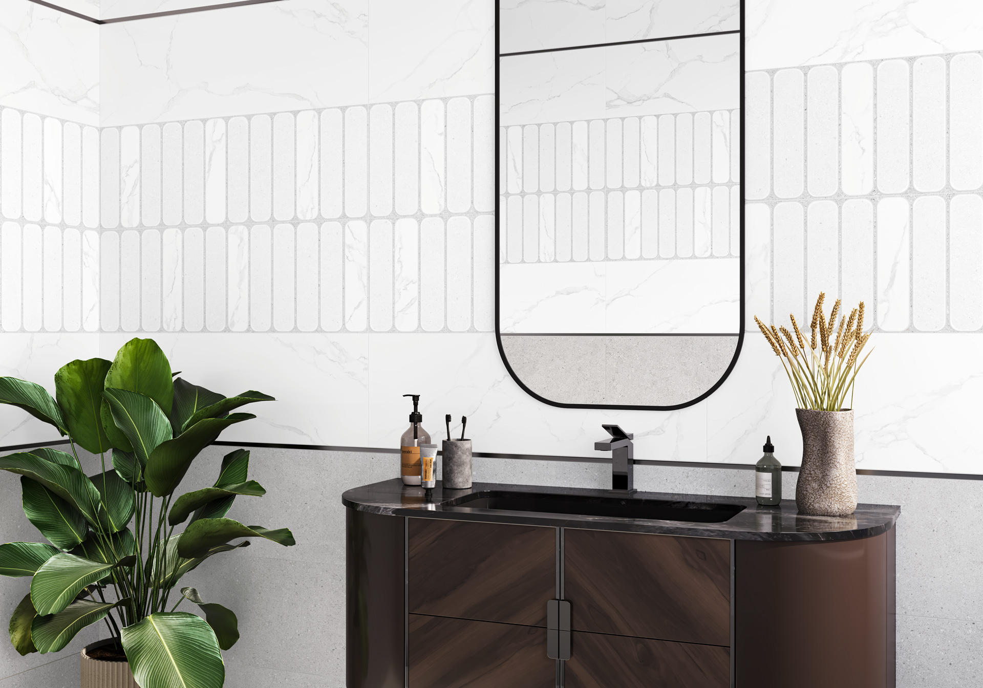 Керамическая плитка Alma Ceramica Амарант TWU3090AMT17R белый 30x90