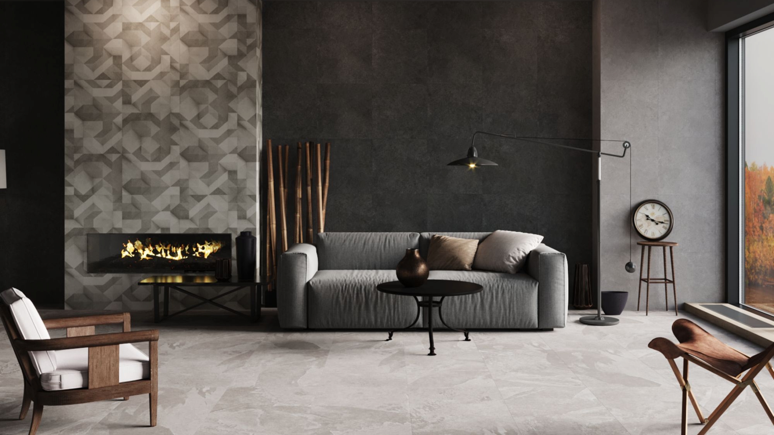 Комплект Estima LN03 Luna Anthracite (Ступень 33x120 непол. прямоугол. бортик с насечками + Подступенок 14,5x120)