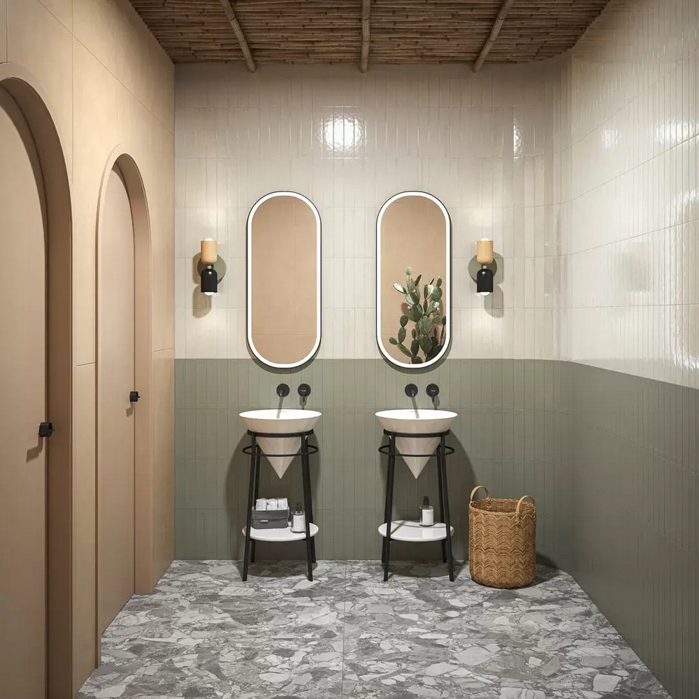 Панно Kerama Marazzi KMP3STA008RN6X Панно Мажорель зеленый темный глянцевый из 6 частей 28.5x36