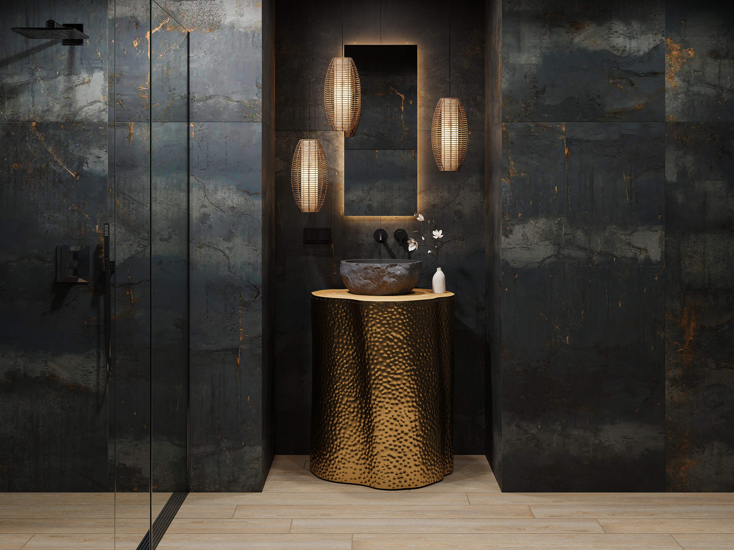 Керамогранит Estima TP02 Patina Black TP02/NS_R9/80x80x11R/GC черный 80x80