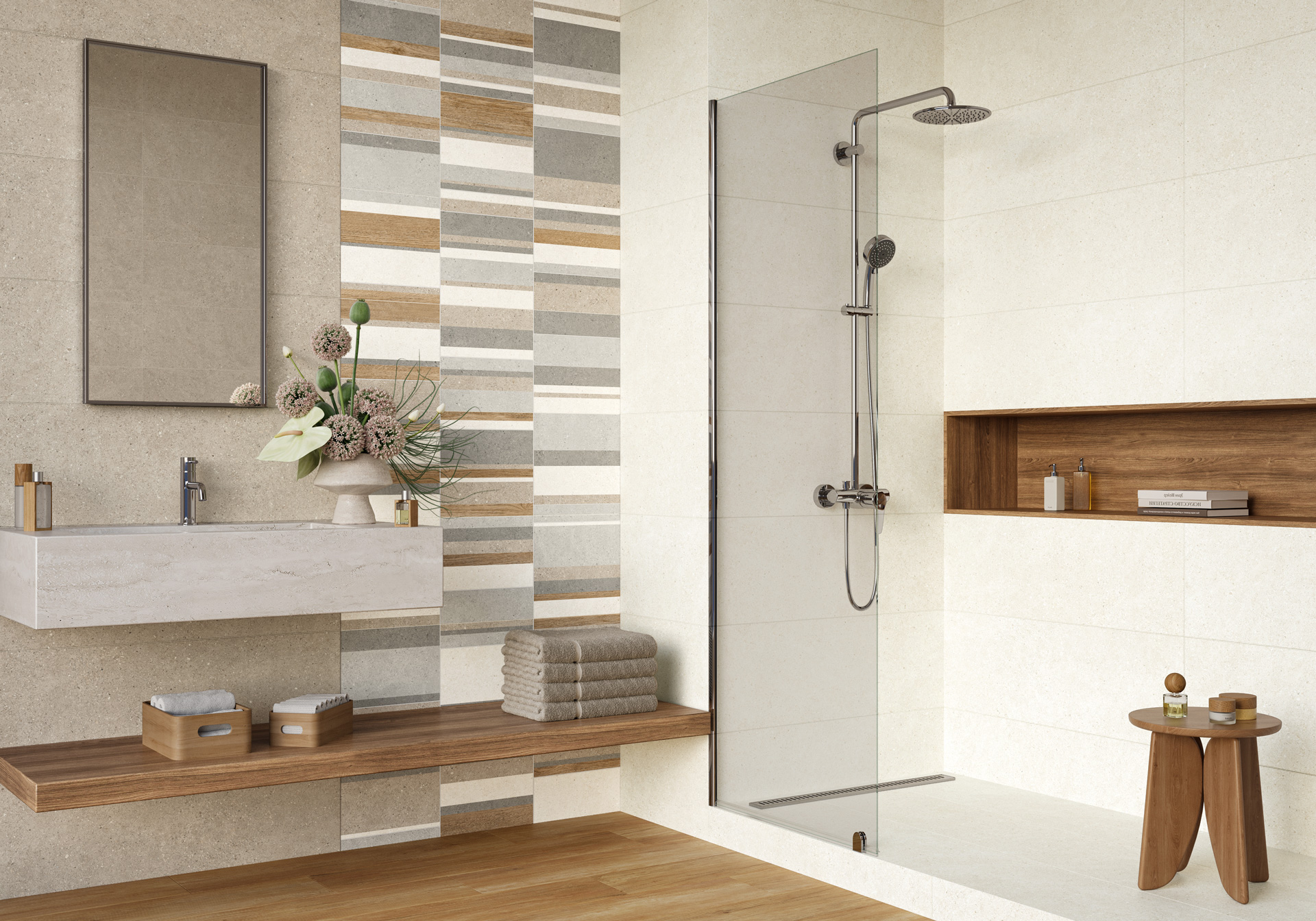 Керамическая плитка Alma Ceramica Ангола TWU3090AGL04R бежевый 30x90