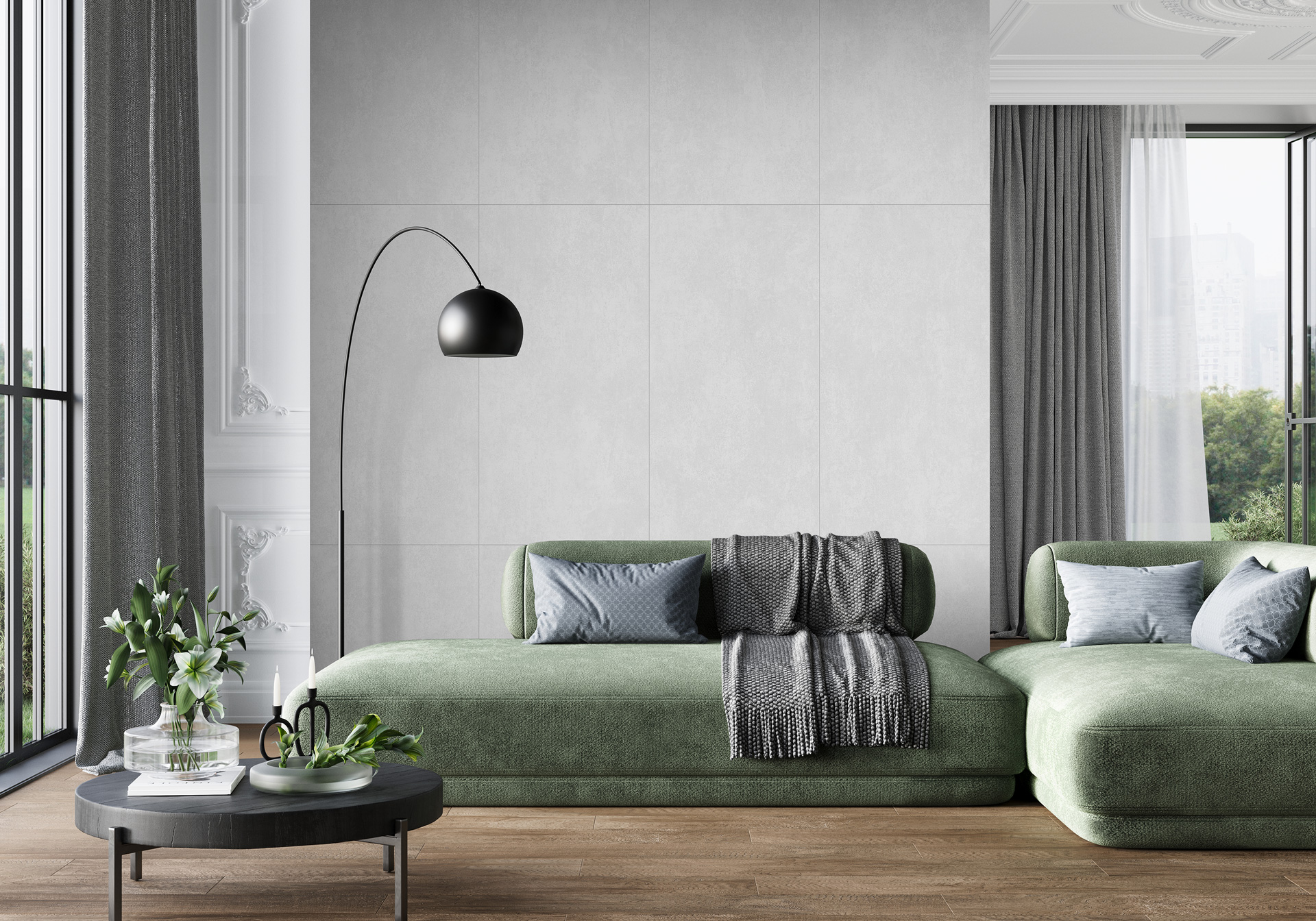 Керамогранит Alma Ceramica Бетон Про GFU60120BTP00R белый 60x120